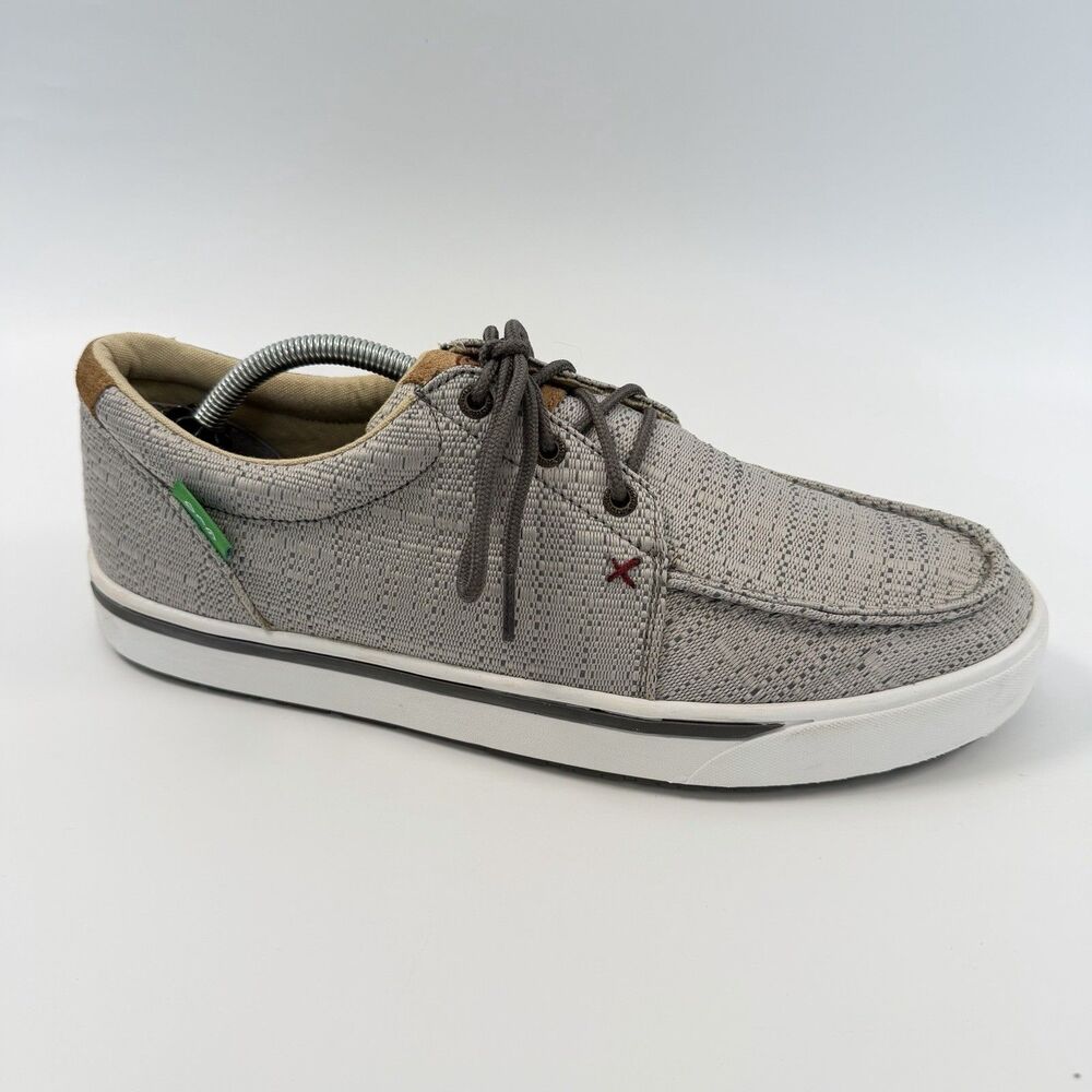 Twisted X Hooey Loper Casual Shoes Mens Gray Woven Boat Sneakers Size 10.5 M